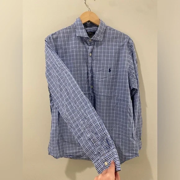 Men’s - Ralph Lauren Polo Blue Gingham Button Down Shirt - Size XLarge - Picture 2 of 4